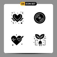 4 icônes noires pack symboles glyphes signes pour des conceptions réactives sur fond blanc 4 icônes définies vecteur