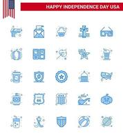 25 usa bleu pack de signes et symboles de la fête de l'indépendance des verres église mail croix célébration modifiable usa day vector design elements