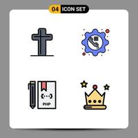 interface mobile fillline plat couleur ensemble de 4 pictogrammes de célébration codage pâques configurer développement éléments de conception vectoriels modifiables vecteur