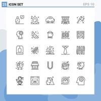 ligne d'interface mobile ensemble de 25 pictogrammes de tableau de hache analyse de présentation automobile éléments de conception vectoriels modifiables vecteur
