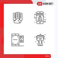 concept de 4 lignes pour sites Web mobiles et applications cloud serveur qr éléments de conception vectoriels modifiables pour smartphone mobile vecteur