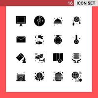 pack de 16 signes et symboles de glyphes solides modernes pour les supports d'impression Web tels que les e-mails plombier musique mécanique éléments de conception vectoriels modifiables vecteur