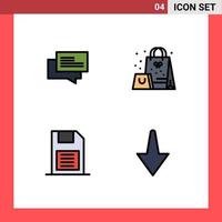 4 icônes créatives signes et symboles modernes de chat mémoire puce shopping présent carte sd éléments de conception vectoriels modifiables vecteur