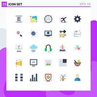 interface mobile jeu de couleurs plates de 25 pictogrammes de réglementation multimédia de recherche engrenage jouer des éléments de conception vectoriels modifiables vecteur