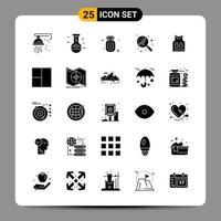 25 signes de symboles de glyphe de pack d'icônes noires pour des conceptions réactives sur fond blanc 25 icônes définies vecteur