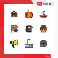 9 icônes créatives signes et symboles modernes de l'éducation engrenage voile boîte à colis éléments de conception vectoriels modifiables vecteur