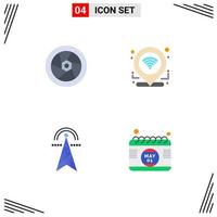 pack de 4 icônes plates créatives d'éléments de conception vectoriels modifiables de tour de localisation de télévision d'électricité de cinéma vecteur