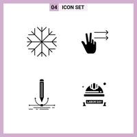 4 icônes créatives signes et symboles modernes de la nature graphique doigts illustration cap éléments de conception vectoriels modifiables vecteur