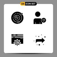 4 icônes noires pack symboles glyphes signes pour des conceptions réactives sur fond blanc 4 icônes définies vecteur