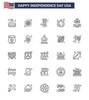 25 icônes créatives des états-unis signes d'indépendance modernes et symboles du 4 juillet de cross usa festival drapeau citrouille militaire modifiable usa day vector design elements