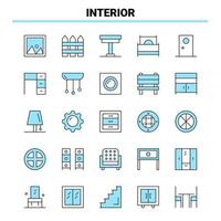 25 icônes intérieures noires et bleues définies conception d'icônes créatives et modèle de logo vecteur