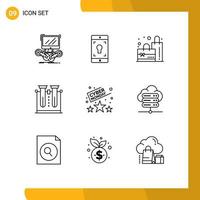 ensemble moderne de 9 contours pictogramme d'écran de test de notation science chimie éléments de conception vectoriels modifiables vecteur