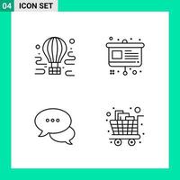 pack de 4 icônes de style de ligne définies symboles de contour pour imprimer des signes créatifs isolés sur fond blanc 4 icônes vecteur