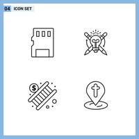 4 icônes créatives signes et symboles modernes de carte économie sd lumière escalier éléments de conception vectoriels modifiables vecteur