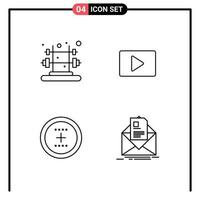 pack de 4 symboles universels de l'interface de fitness lecteur youtube rond éléments de conception vectoriels modifiables vecteur