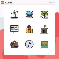 9 concept de couleur plate fillline pour les sites Web développement de cartes mobiles et d'applications automne développer des éléments de conception vectoriels modifiables de code vecteur