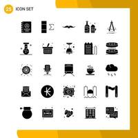 25 icônes ensemble de symboles de glyphe de pack d'icônes de style solide isolés sur fond blanc pour la conception de sites Web réactifs vecteur