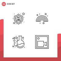 pack de lignes vectorielles modifiables de 4 couleurs plates simples remplies d'éléments de conception vectoriels modifiables de fiole de ligne d'utilisateur de chimie d'action vecteur
