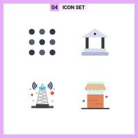 4 pack d'icônes plates d'interface utilisateur de signes et symboles modernes d'éléments de conception vectoriels modifiables de nourriture de signal de banque satellite d'appel vecteur