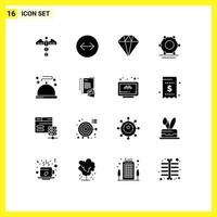 16 icônes créatives signes et symboles modernes du menu de service réseau alimentaire diamant éléments de conception vectoriels modifiables vecteur