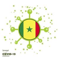 sénégal coronavius drapeau sensibilisation contexte rester à la maison rester en bonne santé prendre soin de sa propre santé prier pour le pays vecteur