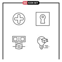 ensemble de 4 symboles d'icônes d'interface utilisateur modernes signes pour plus masque médical sûr ampoule éléments de conception vectoriels modifiables vecteur