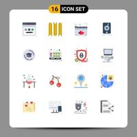 16 signes universels de couleur plate symboles de sauvegarde de fichier de film cap server pack modifiable d'éléments de conception de vecteur créatif