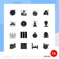 pack de 16 signes et symboles de glyphes solides modernes pour les supports d'impression Web tels que le processus de conception rapide de bains publics modifiables vecteur