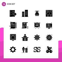 ensemble d'icônes de glyphe pack de 16 icônes solides isolées sur fond blanc pour la conception de sites Web réactifs d'impression et d'applications mobiles vecteur