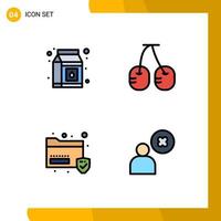 4 concept de couleur plate fillline pour les sites Web mobiles et les applications données de cerise de sécurité du lait supprimer les éléments de conception vectoriels modifiables par l'utilisateur vecteur