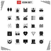 25 symboles de glyphes créatifs basés sur une grille de style solide pour la conception de sites Web signes d'icônes solides simples isolés sur fond blanc jeu d'icônes 25 vecteur