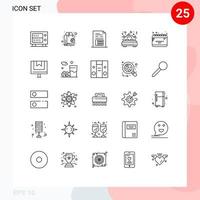 groupe de 25 lignes signes et symboles pour les données de mariage de calendrier éléments de conception vectorielle modifiables lit marié vecteur