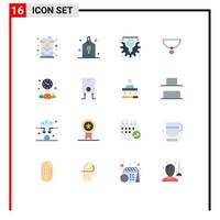 ensemble de 16 symboles d'icônes d'interface utilisateur modernes signes pour réunion cadeau partie coeur processus modifiable pack d'éléments de conception de vecteur créatif