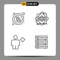 4 symboles de contour du pack d'icônes noires signes pour des conceptions réactives sur fond blanc 4 icônes définies vecteur