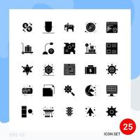 pack de 25 signes et symboles de glyphes solides modernes pour les supports d'impression Web tels que la définition d'éléments de conception vectoriels modifiables de feuille organique d'utilisateur de développement vecteur