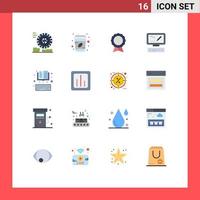 16 signes universels de couleur plate symboles de ebook en ligne ecommerce markiting pack modifiable par ordinateur d'éléments de conception de vecteur créatif