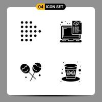 4 icônes noires pack symboles glyphes signes pour des conceptions réactives sur fond blanc 4 icônes définies vecteur