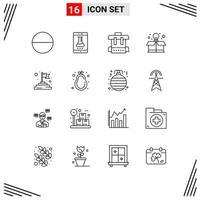 pack d'icônes vectorielles stock de 16 signes et symboles de ligne pour une alimentation saine succès éducation drapeau boîte éléments de conception vectoriels modifiables vecteur