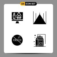 4 icônes noires pack symboles glyphes signes pour des conceptions réactives sur fond blanc 4 icônes définies vecteur