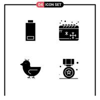 ensemble de 4 glyphes solides vectoriels sur la grille pour les éléments de conception vectoriels modifiables du calendrier des cygnes de la batterie vecteur