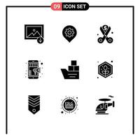 ensemble de 9 symboles d'icônes d'interface utilisateur modernes signes pour un bon marketing mobile couper les achats en ligne éléments de conception vectoriels modifiables vecteur
