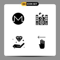 4 icônes noires pack symboles glyphes signes pour des conceptions réactives sur fond blanc 4 icônes définies vecteur