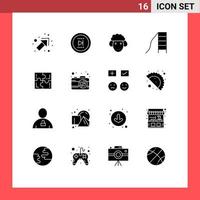16 concept de glyphe solide pour les sites Web mobiles et les applications jouent au puzzle éléments de conception vectoriels modifiables pour enfants vecteur