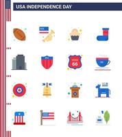 usa joyeux jour de l'indépendancepictogramme ensemble de 16 appartements simples de bureau cadeau gâteau festivité célébration modifiable usa day vector design elements