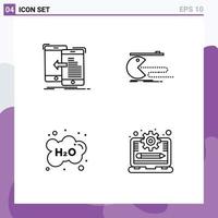 pack d'icônes vectorielles stock de 4 signes et symboles de ligne pour la gestion des données pacman éducation informatique éléments de conception vectoriels modifiables vecteur