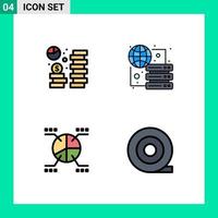 4 icônes créatives signes et symboles modernes de l'économie du graphique des pièces éléments de conception vectoriels modifiables de la tarte mondiale vecteur