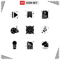 9 icônes créatives signes et symboles modernes des dispositifs d'investissement dans la musique de branche dessinant des éléments de conception vectoriels modifiables vecteur
