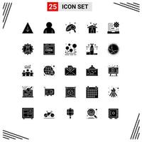 interface mobile glyphe solide ensemble de 25 pictogrammes de développement codage feuille code écologie maison éléments de conception vectoriels modifiables vecteur