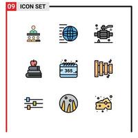 ensemble de 9 symboles d'icônes d'interface utilisateur modernes signes pour tous les livres de transport d'éducation valve éléments de conception vectoriels modifiables vecteur