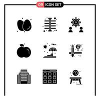 ensemble de 9 icônes de style solide pour le web et les symboles de glyphes mobiles pour imprimer des signes d'icône solide isolés sur fond blanc 9 jeu d'icônes vecteur